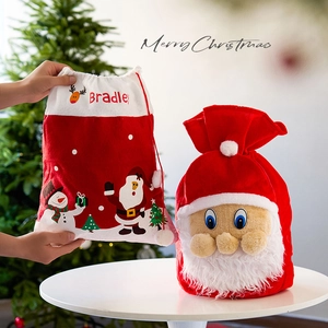 Grands sacs cadeaux de Noël personnalisés avec motifs Père Noël pour décorations fêtes
