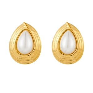 Vintage gold layered water drop earrings with white pearls for a classic elegant look