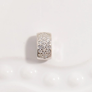 S925 sterling silver pig nose spacer bead with cubic zirconia for DIY jewelry making