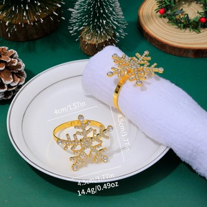 Detailed view of rhinestone snowflake napkin ring with 4.5cm diameter measurements
