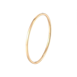 Minimalist 0.7mm ultra-thin 14K rose gold plated titanium steel ring for women