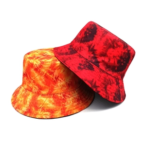 Tie-Dye Gradient Bucket Hat Double-Sided Leopard Print Polyester Sun Protection Outdoor Streetwear Casual Unisex Flat Top
