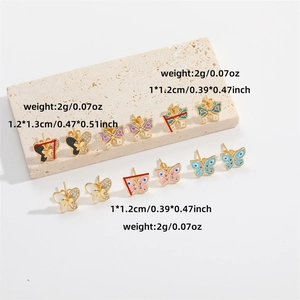 Elegante Schmetterlingsstecker mit bunter Emaille und Zirkon im französischen Vintage-Stil