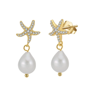 S925 Sterlingsilber Seestern Künstliche Perle Ohrhänger Mit Zirkon Eingelegt Elegante Sommer Strand Schmuck Für Damen Mädchen