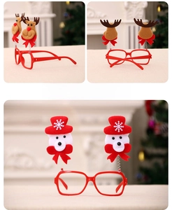 Detail of Christmas party glasses featuring festive reindeer antlers and bear motifs