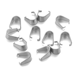 Set of 12 stainless steel silver pinch bails for DIY necklace pendant connectors