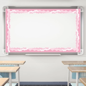 Rosa Wolkenwellen-Bordürenaufkleber für die Dekoration von Klassenzimmer-Pinnwänden