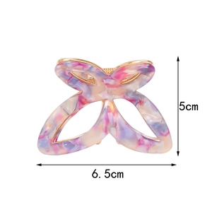 French retro butterfly hair claw with purple marble pattern in 6.5cm size