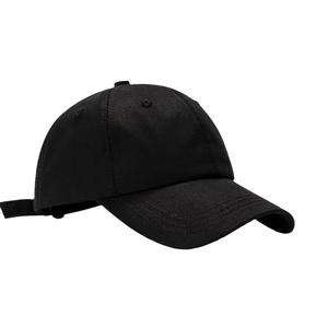 Classic black cotton baseball cap for men and women shown from a 45-degree angle view