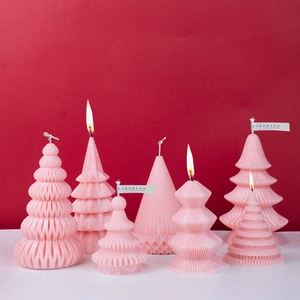 Set di stampi in silicone rosa per candele e gesso a forma di albero di Natale