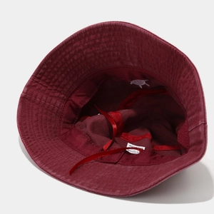 Classic burgundy cotton captain bucket hat with inner adjustable strap and stitched detail