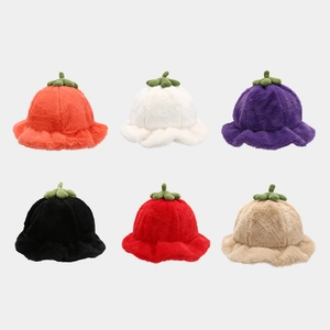 Chapeau Bob En Peluche Fruits Femmes Fausse Fourrure De Lapin Chaud Hiver Mangoustan Persimmon Germe Nouveauté Doux
