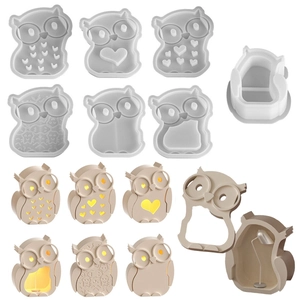 Owl Silhouette Lamp Silicone Mold DIY Handmade Resin Plaster Night Light Decorative Craft Halloween Theme