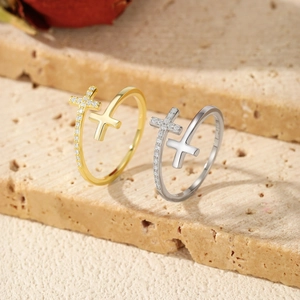 Bagues ajustables minimalistes en argent sterling S925 avec diamants en or et en argent