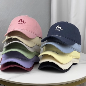 Cotton Baseball Cap Distressed Embroidered Letter Retro Streetwear Outdoor Sunshade Duckbill Hat Casual Sun Hat