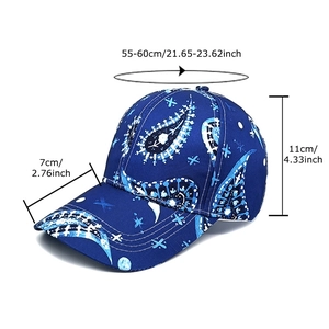 Berretto da baseball blu navy con motivo paisley e protezione solare con guida alle taglie