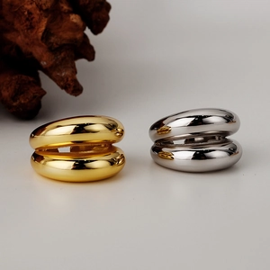 925 Sterling Silver Geometric Double Layer Open Ring For Women Minimalist High End Luxury Adjustable Smooth Finger Ring Jewelry