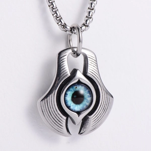 Evil Eye Pendant Necklace 316 Stainless Steel Punk Gothic Hip Hop Vintage Jewelry For Men Women Blue Eye Charm