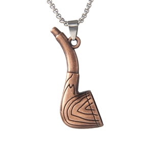Pendentif pipe rétro en bronze avec chaîne en acier inoxydable pour homme hip-hop