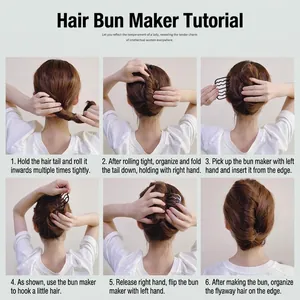 Step-by-step tutorial for minimalist U-shaped hair bun comb styling for women