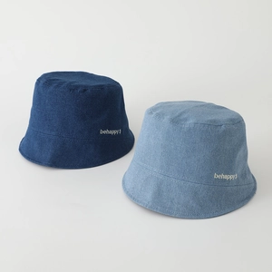 Lot de chapeaux bob en denim pour enfants bleu clair et foncé avec broderie behappy