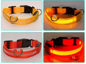 Détail du collier LED pour chien avec port de charge USB et maille en nylon