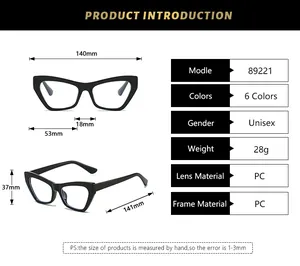 Detailed dimension chart for vintage cat eye glasses frame with precise measurements