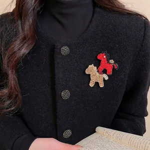 Pferde Brosche Pin Strass Tierform Samt Mode Schmuck Für Damen Funkelnde Kleidungsdekoration