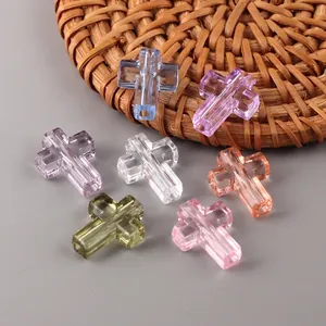 Cross Beads Acrylic Transparent Colorful DIY Jewelry Making Bracelet Necklace Accessories Vintage Style Crafting