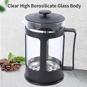 Heat-resistant borosilicate glass French press coffee maker with stainless steel filter