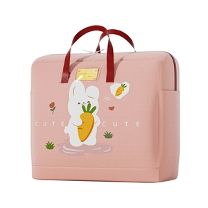 Pink cartoon oxford storage bag for kids bedding and clothes with cute rabbit print