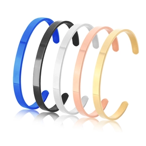 Minimalist Stainless Steel Open Cuff Bangle Adjustable C Shaped Bracelet Smooth Mirror Polished Jewelry For Men Women
