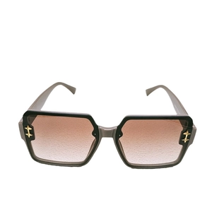 Fashion oversized square sunglasses in khaki with gradient lenses and gold star hinge