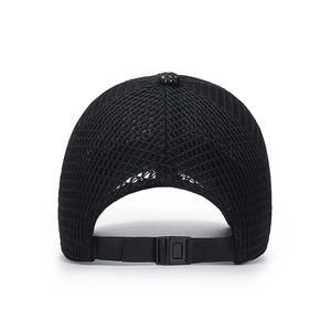 Casquette de baseball d'été noire en maille respirante avec boucle arrière ajustable