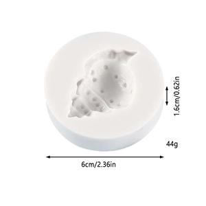 Conch shaped silicone mold for DIY baking and cake decorating showing 6cm diameter size