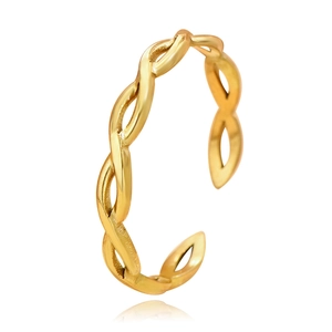 Elegant 18K gold-plated braided twist ring with an adjustable open design for women