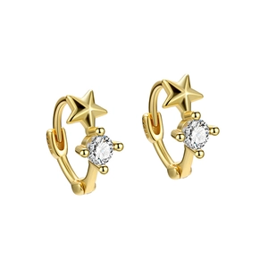 Star Hoop Earrings With 925 Sterling Silver Earring Post Copper Cubic Zirconia Elegant Jewelry For Women