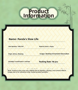 Detailed product information card for Panda Baobao Slow Life resin desktop ornaments