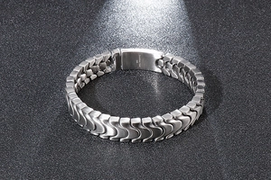 Detailansicht der Drachenknochenkette aus 316L Edelstahl mit matter Versilberung