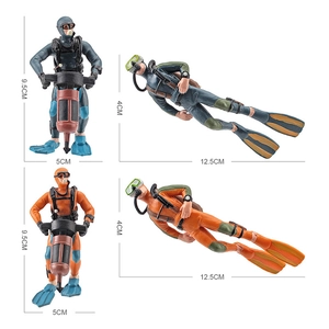 Figurines de plongée miniatures orange et bleu pour dioramas sous-marins