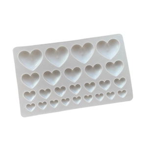 White silicone DIY heart mold with four sizes for cake decor and chocolate making