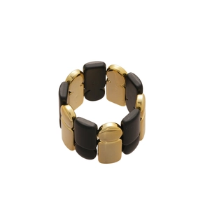 Bracelet modulaire géométrique or et noir minimaliste avec une finition polie élégante