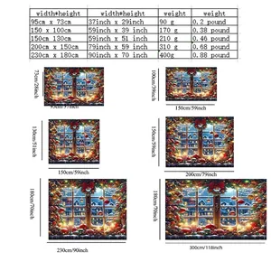 Christmas tapestry size chart and weight specifications for wall hanging home decor