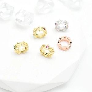 Red corundum wavy large hole spacer beads for DIY jewelry in gold, silver and rose gold