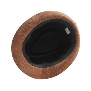 Chapeau de jazz classique en paille marron avec texture respirante et bandeau interne