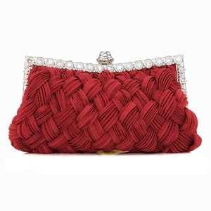 Gewebte Satin Abendtasche Mit Strass Metallrahmen Clutch Für Hochzeit Party Bankett Braut Mit Abnehmbarer Kette