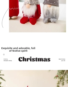 Detail of Christmas gnome plush with knitted hat and long white beard for festive decor