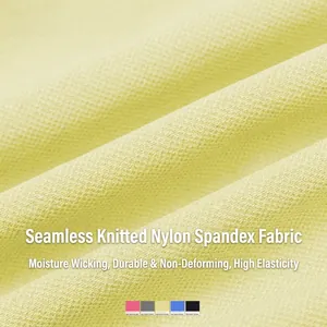 Soutien-gorge de yoga jaune sans couture en nylon-spandex avec texture en nid d'abeille