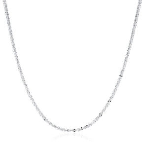 Sparkling twist titanium steel necklace in silver with high-shine star dust finish