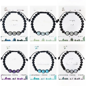 Natural Stone Beaded Braided Bracelet Healing Energy Gemstone Amethyst Tiger Eye Adjustable Rope Men Women Jewelry Fashion Gift